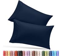 Utopia Bedding Lot de 2 taies d'oreiller Standard - Fermeture à Rabat - Tissu en Microfibre brossée - Housses résistantes au rétrécissement et à la décoloration, 50,8 x 66 cm (Standard, Bleu Marine)