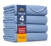 Utopia Bedding Lot de 4 alèses imperméables pour Incontinence matelassées, lavables et absorbantes pour Adultes et Enfants, 61 x 91,4 cm (Bleu)