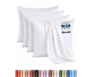 Utopia Bedding Lot de 4 taies d'oreiller, 60 x 60 cm - Blanc | Oeko-TEX - Microfibre brossée, 100% Polyester, avec Fermeture enveloppe (Oreiller Non Inclus), taie d'oreiller Seule