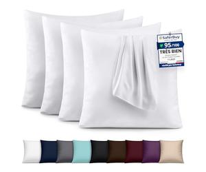 Utopia Bedding - Lot de 4 taies d'oreiller - 60 x 60 cm - Oeko-TEX - Microfibre brossée, 100% Polyester, avec Fermeture enveloppe (Oreiller Non Inclus), taie d'oreiller Seule - Blanc