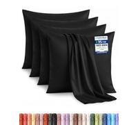 Utopia Bedding Lot de 4 taies d'oreiller, 65 x 65 cm - Noir | Oeko-TEX - Microfibre brossée, 100% Polyester, avec Fermeture enveloppe (Oreiller Non Inclus), taie d'oreiller Seule