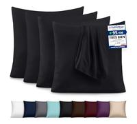 Utopia Bedding - Lot de 4 taies d'oreiller - 80 x 80 cm - Oeko-TEX - Microfibre brossée, 100% Polyester, avec Fermeture enveloppe (Oreiller Non Inclus), taie d'oreiller Seule - Noir