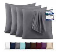 Utopia Bedding - Lot de 4 taies d'oreiller - 80 x 80 cm - Oeko-TEX - Microfibre brossée, 100% Polyester, avec Fermeture enveloppe (Oreiller Non Inclus), taie d'oreiller Seule - Gris