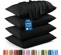 Utopia Bedding Lot de 4 taies d'oreiller, fermeture à rabat, en microfibre brossée, résistantes au rétrécissement et à la décoloration, 51 x 91,5 cm (lit king size, noir)