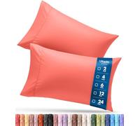 Utopia Bedding Lot de 4 taies d'oreiller, fermeture à rabat, en microfibre brossée, résistantes au rétrécissement et à la décoloration, 51 x 76 cm (lit queen size, corail)