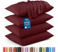 Utopia Bedding Lot de 4 taies d'oreiller, Fermeture à Rabat, en Microfibre brossée, résistantes au rétrécissement et à la décoloration, 51 x 76 cm (lit Queen Size, Bordeaux)