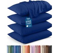 Utopia Bedding Lot de 4 taies d'oreiller, fermeture à rabat, en microfibre brossée, résistantes au rétrécissement et à la décoloration, 51 x 76 cm (lit queen size, bleu roi)