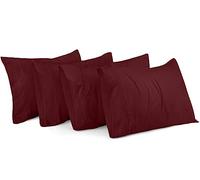 Utopia Bedding Lot de 4 taies d'oreiller, fermeture à rabat, en microfibre brossée, résistantes au rétrécissement et à la décoloration, 51 x 76 cm (lit queen size, bordeaux)