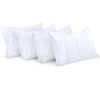 Utopia Bedding Lot de 4 taies d'oreiller, fermeture à rabat, en microfibre brossée, résistantes au rétrécissement et à la décoloration, 51 x 76 cm (lit queen size, blanc)