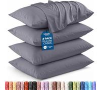 Utopia Bedding Lot de 4 taies d'oreiller, Fermeture à Rabat, en Microfibre brossée, résistantes au rétrécissement et à la décoloration, 51 x 76 cm (lit Queen Size, Gris)
