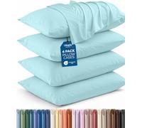 Utopia Bedding Lot de 4 taies d'oreiller, fermeture à rabat, en microfibre brossée, résistantes au rétrécissement et à la décoloration, 51 x 76 cm (lit queen size, bleu spa)