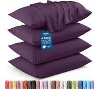 Utopia Bedding Lot de 4 taies d'oreiller pour lot Queen-Size - Fermeture à Rabat - Tissu en Microfibre brossée - Housses résistantes au rétrécissement et à la décoloration, 50,8 x 76,2 cm (Violet)