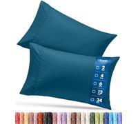 Utopia Bedding Lot de 4 taies d'oreiller Queen - Fermeture à Rabat - Tissu en Microfibre brossée - Housses résistantes au rétrécissement et à la décoloration, 50,8 x 76,2 cm (Bleu Denim)