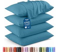 Utopia Bedding Lot de 4 taies d'oreiller Queen - Fermeture à Rabat - Tissu en Microfibre brossée - Housses résistantes au rétrécissement et à la décoloration, 50,8 x 76,2 cm (Bleu Denim)
