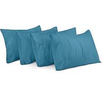 Utopia Bedding Lot de 4 taies d'oreiller très Grand lit - Fermeture à Rabat - Tissu en Microfibre brossée - Housses résistantes au rétrécissement et à la décoloration, 50,8 x 101,6 cm (Bleu Denim)