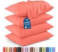 Utopia Bedding Lot de 4 taies d'oreiller très Grand lit - Fermeture à Rabat - Tissu en Microfibre brossée - Housses résistantes au rétrécissement et à la décoloration, 50,8 x 101,6 cm (Corail)