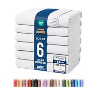 Utopia Bedding Lot de 6 Drap Housse - Blanc, 140 x 200 cm - Coupes de 35 cm pour Matelas épais - Microfibre brossée