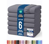 Utopia Bedding Lot de 6 Drap Housse - Gris, 140 x 200 cm - Coupes de 35 cm pour Matelas épais - Microfibre brossée