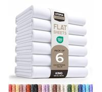 Utopia Bedding Lot de 6 draps Plats en Microfibre brossée Douce, draps de Dessus résistants au rétrécissement et à la décoloration, Entretien Facile (très Grand lit, Blanc)