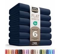 Utopia Bedding - Pack de 6 draps plats, tissu en microfibre brossée douce, résistants au rétrécissement et à la décoloration, entretien facile (Twin, bleu marine)