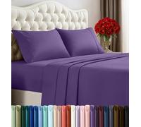 Utopia Bedding Parure de draps 4 pièces en Microfibre Douce et Respirante, 1 Drap-Housse, 1 Drap Plat et 2 taies d’Oreiller, pour Grand lit, Aubergine