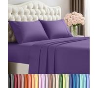 Utopia Bedding Parure de draps 4 pièces en Microfibre Douce et Respirante, 1 Drap-Housse, 1 Drap Plat et 2 taies d’Oreiller, pour Grand lit, Aubergine