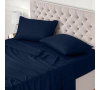 Utopia Bedding Parure de Lit 135x190, Draps de Lit 2 Personnes, Ensemble de Drap 4 Pièces, Polyester Microfibre, 1 Drap Housse 135x190, 1 Drap Plat 225x255 et 2 Taies d'oreillers 50x75, Bleu Marine