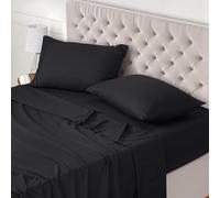 Utopia Bedding Parure de Lit 135x190, Draps de Lit 2 Personnes, Ensemble de Draps 4 Pièces, Polyester Microfibre, 1 Drap Housse 135x190, 1 Drap Plat 225x255 et 2 Taies d'oreillers 50x75, Noir