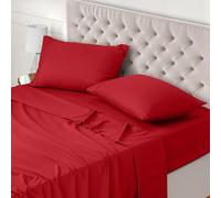 Utopia Bedding Parure de Lit 135x190, Draps de Lit 2 Personnes, Ensemble de Draps 4 Pièces, Polyester Microfibre, 1 Drap Housse 135x190, 1 Drap Plat 225x255 et 2 Taies d'oreillers 50x75, Rouge