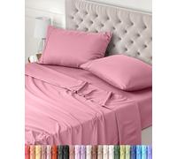 Utopia Bedding Parure de Lit 135x190, Draps de Lit 2 Personnes, Ensemble de Draps 4 Pièces, Polyester Microfibre, 1 Drap Housse 135x190, 1 Drap Plat 225x255 et 2 Taies d'oreillers 50x75, Rose