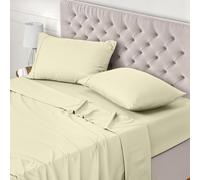 Utopia Bedding Parure de Lit 150x200, Draps de Lit 2 Personnes, Ensemble de Draps 4 Pièces, Polyester Microfibre, 1 Drap Housse 150x200, 1 Drap Plat 266x259 et 2 Taies d'oreillers 50x75, Ivoire