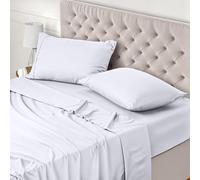 Utopia Bedding Parure de Lit 160x200, Draps de Lit 2 Personnes, Ensemble de Draps 4 Pièces, Polyester Microfibre, 1 Drap Housse 160x200, 1 Drap Plat 266x259 et 2 Taies d'oreillers 50x75, Blanc