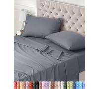 Utopia Bedding Parure de Lit 160x200, Draps de Lit 2 Personnes, Ensemble de Draps 4 Pièces, Polyester Microfibre, 1 Drap Housse 160x200, 1 Drap Plat 266x259 et 2 Taies d'oreillers 50x75, Gris