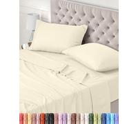 Utopia Bedding Parure de Lit 180x200, Draps de Lit 2 Personnes, Ensemble de Draps 4 Pièces, Polyester Microfibre, 1 Drap Housse 180x200, 1 Drap Plat 270x290 et 2 Taies d'oreillers 50x75, Ivoire