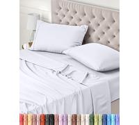 Utopia Bedding Parure de Lit 180x200, Draps de Lit 2 Personnes, Ensemble de Draps 4 Pièces, Polyester Microfibre, 1 Drap Housse 180x200, 1 Drap Plat 270x290 et 2 Taies d'oreillers 50x75, Blanc