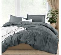 Utopia Bedding Parure de lit 3 pièces avec Fermeture éclair - 1 Housse de Couette avec 2 taies d'oreiller - Microfibre brossée Ultra Douce - 203,2 x 228,6 cm (lit Double, Gris)