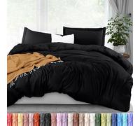 Utopia Bedding Parure de lit 3 pièces avec Fermeture éclair - 1 Housse de Couette avec 2 taies d'oreiller - Microfibre brossée Ultra Douce - 203,2 x 228,6 cm (lit Double, Noir)