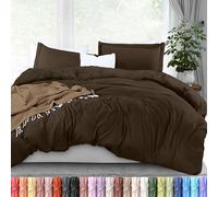 Utopia Bedding Parure de lit 3 pièces avec Fermeture éclair - 1 Housse de Couette avec 2 taies d'oreiller - Microfibre brossée Ultra Douce - 228,6 x 228,6 cm (Grand lit, Marron)