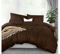 Utopia Bedding Parure de lit 3 pièces avec Fermeture éclair - 1 Housse de Couette avec 2 taies d'oreiller - Microfibre brossée Ultra Douce - 228,6 x 228,6 cm (Grand lit, Marron)