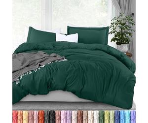 Utopia Bedding Parure de lit 3 pièces avec Fermeture éclair - 1 Housse de Couette avec 2 taies d'oreiller - Microfibre brossée Ultra Douce - 228,6 x 228,6 cm (Grand lit, émeraude)