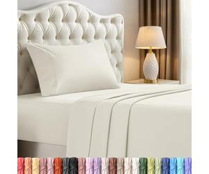 Utopia Bedding Parure de lit 3 pièces pour lit Une Place - Microfibre Douce et Respirante, Comprend 1 Drap-Housse, 1 Drap Plat et 1 taie d'oreiller (Ivoire)