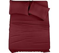 Utopia Bedding Parure de lit 4 pièces, en Microfibre brossée, pour lit King Size, résistant au rétrécissement et à la décoloration, Facile à Entretenir, Bordeaux