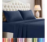 Utopia Bedding Parure de lit 4 pièces en Microfibre brossée, résistante au rétrécissement et à la décoloration, Facile d'entretien (très Grand lit, Bleu Marine)