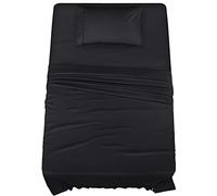 Utopia Bedding Parure de lit 4 pièces en Microfibre brossée, résistante au rétrécissement et à la décoloration, Entretien Facile (lit Simple, Noir)