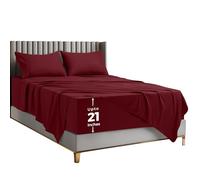 Utopia Bedding Parure de lit 4 pièces en Microfibre Douce avec Poches Profondes, taies d'oreiller brodées, Drap-Housse à Poches latérales, Drap Plat (Rouge Bordeaux)