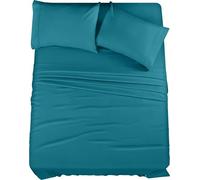 Utopia Bedding Parure de lit 4 pièces pour Grand lit, en Microfibre brossée, résistante au rétrécissement et à la décoloration, Facile d'entretien (Grand lit, Bleu Denim)