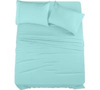 Utopia Bedding Parure de lit 4 pièces pour Grand lit, en Microfibre brossée, résistante au rétrécissement et à la décoloration, Facile d'entretien (Grand lit, Bleu Spa)