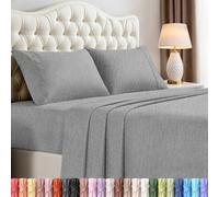 Utopia Bedding Parure de lit 4 pièces pour Grand lit, en Microfibre brossée, résistante au rétrécissement et à la décoloration, Facile d'entretien (Grand lit, Gris chiné)