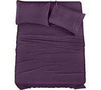 Utopia Bedding Parure de lit 4 pièces pour Grand lit, Microfibre brossée, résistante au rétrécissement et à la décoloration, Facile d'entretien (Grand lit, Violet)