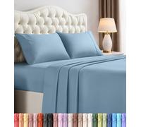 Utopia Bedding Parure de lit 4 pièces pour lit Deux Places en Microfibre Douce et Respirante, Comprend 1 Drap-Housse, 1 Drap Plat et 2 taies d'oreiller (Bleu hollandais)